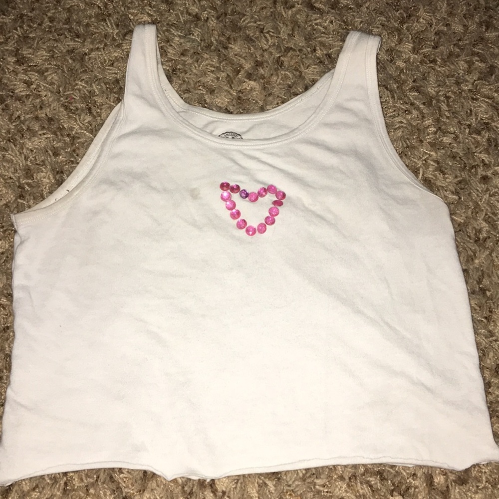 Cropped tank top with gem heart